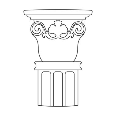 Eskiler 'in sütun vektör ana hatları simgesi. Beyaz arka planda antikanın vektör illüstrasyon sütunu. Eskiler sütununun izole edilmiş taslak resimleme simgesi .