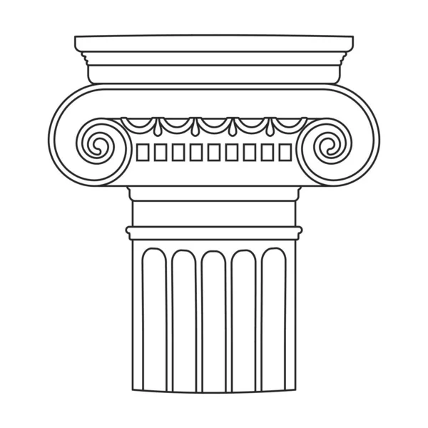 고대 컬럼 벡터 윤곽 아이콘. 흰색 배경에 골동품의 벡터 그림 기둥. 고대 칼럼의 독특 한 윤곽을 그린 비유적 인 아이콘 . — 스톡 벡터