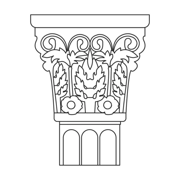 Ancient column vector outline icon. Vector illustration pillar of antique on white background. Isolated outline illustration icon of ancient column . — Stock Vector