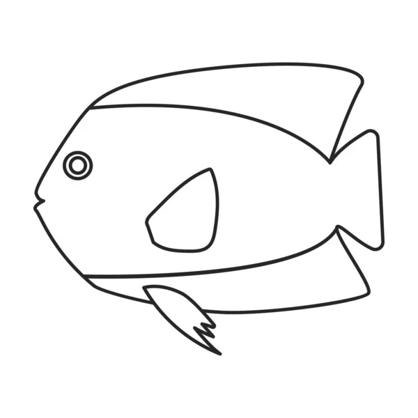 Значок контура вектора тропических рыб. Векторная иллюстрация экзотическая тетушка на белом фоне. Изолированный рисунок контура иконки тропических рыб . — стоковый вектор