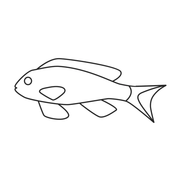 Ikon vektor ikan tropis. Ilustrasi vektor eksotis di latar belakang putih. Ikon ilustrasi ikan tropis yang terisolasi . - Stok Vektor