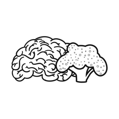 Brokoli ve beyin işaretlerinin vektör tasarımı. Stok için brokoli seti ve kullanım vektörü simgesi.