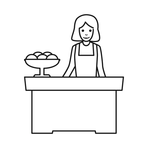 Vektor illustration av tabell och kaka symbol. Insamling av tabell och kvinna vektor ikon för lager. — Stock vektor