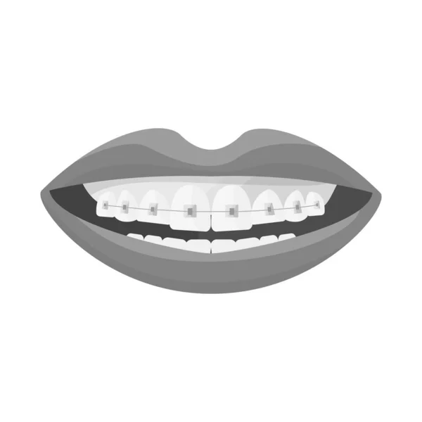 Diseño vectorial de la boca y los dientes símbolo. Elemento web de la boca y frenos stock vector ilustración. — Vector de stock