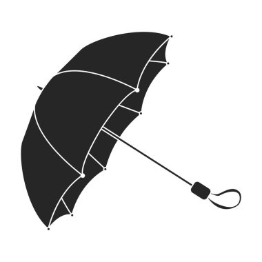 Şemsiye yağmur vektörü siyah simge. Beyaz arkaplanda vektör illüstrasyon şemsiyesi. İzole edilmiş siyah çizim şemsiye yağmuru simgesi.