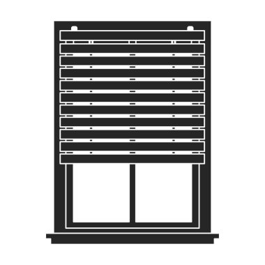 Pencere kör vektör siyah simgesi. Beyaz arka planda vektör illüstrasyon jaluzisi. Pencerenin izole edilmiş siyah illüstrasyon simgesi .