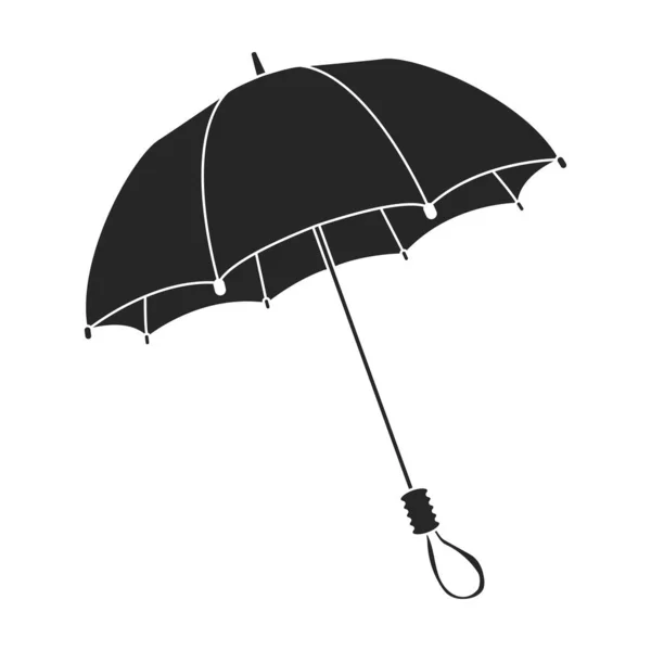 Paraguas vector de lluvia icono negro. Sombra de ilustración vectorial sobre fondo blanco. Icono de ilustración en negro aislado de lluvia de paraguas. — Vector de stock