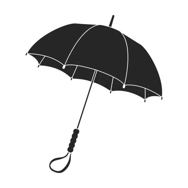 Paraguas vector de lluvia icono negro. Sombra de ilustración vectorial sobre fondo blanco. Icono de ilustración en negro aislado de lluvia de paraguas. — Vector de stock