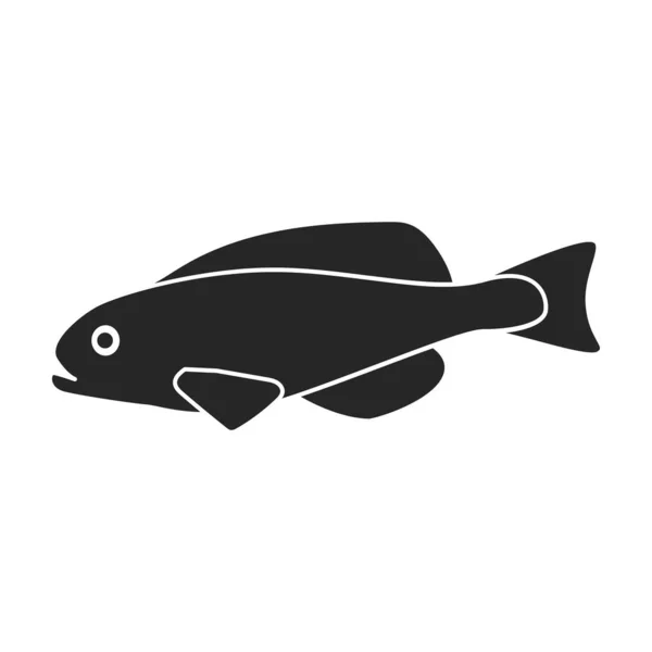 熱帯魚のベクトルブラックアイコン。白い背景にベクトルイラストエキゾチックなおばさん。熱帯魚の孤立した黒いイラストのアイコン . — ストックベクタ