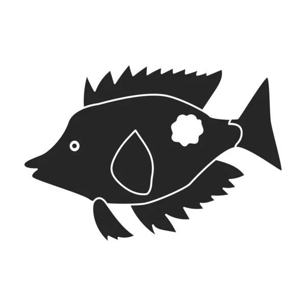 熱帯魚のベクトルブラックアイコン。白い背景にベクトルイラストエキゾチックなおばさん。熱帯魚の孤立した黒いイラストのアイコン . — ストックベクタ