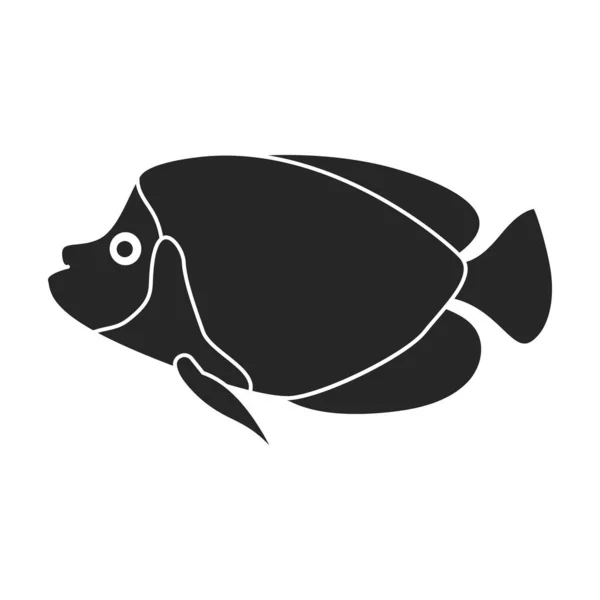 Тропічна риба векторна чорна ікона. Векторна ілюстрація екзотичної риби на білому тлі. Ізольована чорна ілюстрація ікони тропічної риби  . — стоковий вектор