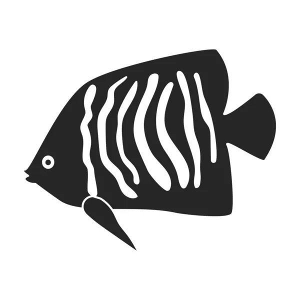 Ícone preto do vetor de peixe tropical. Ilustração vetorial aunafish exótico sobre fundo branco. Ícone de ilustração preto isolado de peixes tropicais . —  Vetores de Stock