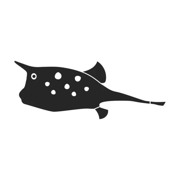 Тропическая рыбная векторная черная икона. Векторная иллюстрация экзотическая тетушка на белом фоне. Изолированная чёрная иллюстрация иконы тропических рыб . — стоковый вектор