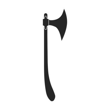 Ortaçağ vektör simgesi balta. Beyaz arka planda eski bir vektör illüstrasyon silahı. Ortaçağın izole edilmiş siyah illüstrasyon simgesi baltası .