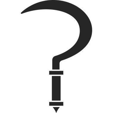 Orak vektör simgesi. Siyah vektör simgesi beyaz arkaplan orağında izole edildi.