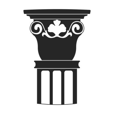 Eski sütun vektörü siyah simge. Beyaz arka planda antikanın vektör illüstrasyon sütunu. Antik sütunun izole edilmiş siyah illüstrasyon simgesi .