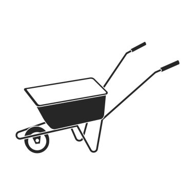 El arabası vektör simgesi. Siyah vektör simgesi beyaz arka plan el arabasında izole edildi.