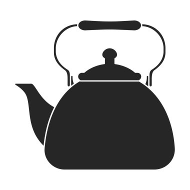 Çaydanlık vektörü siyah simgesi. Beyaz arkaplanda vektör illüstrasyon çaydanlığı. Tenha siyah illüstrasyon ikonu .