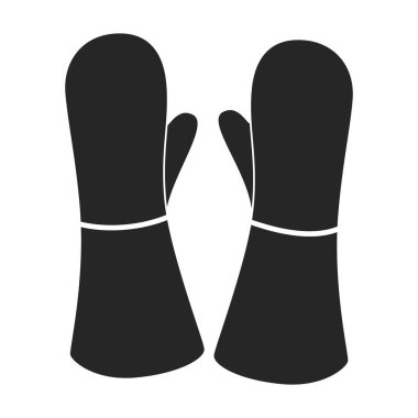 Siyah eldiven vektörü simgesi. Beyaz arka plan için vektör illüstrasyon aksesuarı. Eldivenin izole edilmiş siyah çizim simgesi.