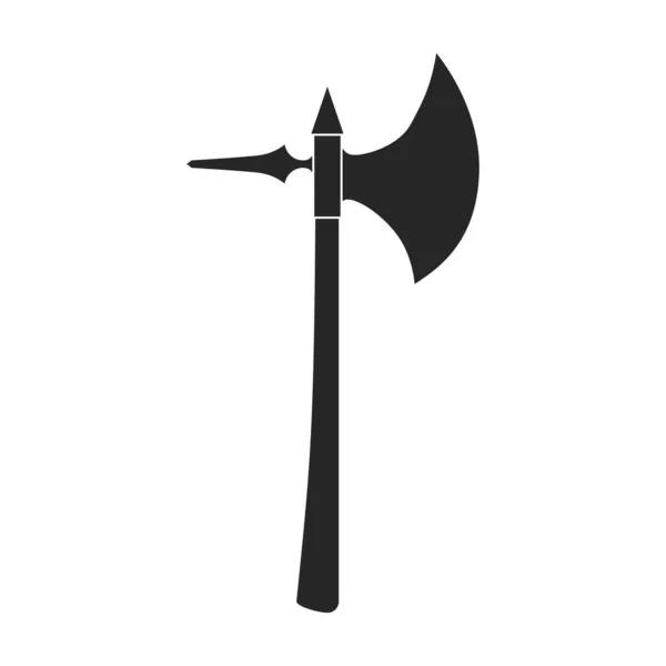 중세의 블랙 아이콘의 축. 흰색 배경에 고대의 벡터 일러스트 무기. 고립되어 있는 중세 시대의 블랙 일러스트 아이콘 도끼 . — 스톡 벡터