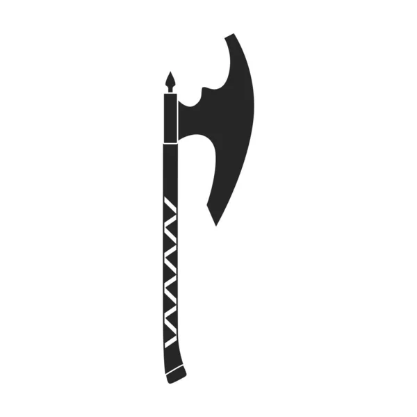 Hacha de vector medieval icono negro. Arma de ilustración vectorial antigua sobre fondo blanco. Icono de ilustración en negro aislado hacha de medieval . — Vector de stock