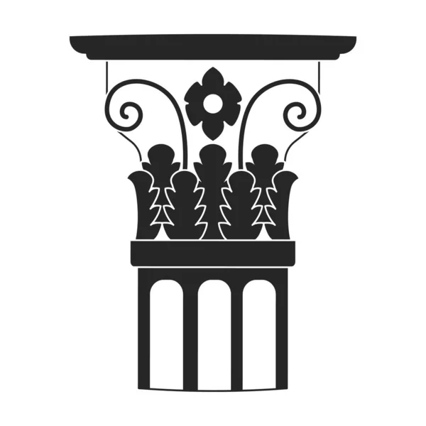 Antigua columna vector icono negro. Pilar de ilustración vectorial de antigüedad sobre fondo blanco. Icono de ilustración en negro aislado de la columna antigua . — Vector de stock