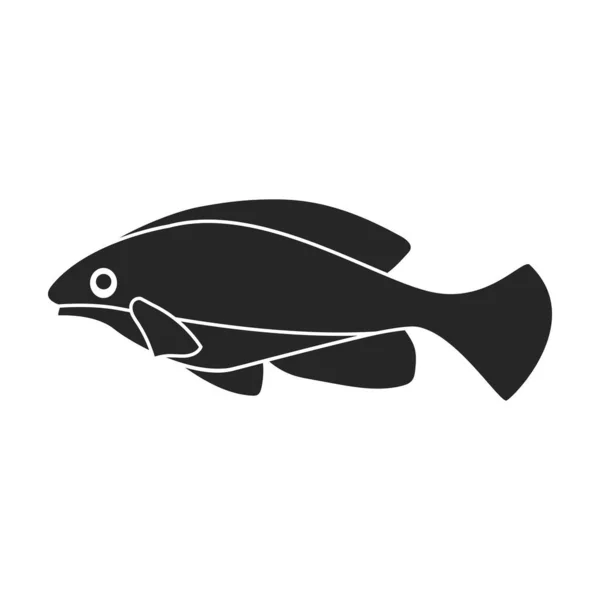 Vector de peces tropicales icono negro. Ilustración vectorial exótica aunafish sobre fondo blanco. Icono de ilustración en negro aislado de peces tropicales . — Vector de stock