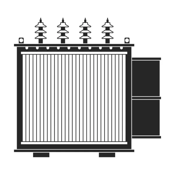 Trasformatore elettrico vettoriale icona nera. Illustrazione vettoriale stazione elettrica su sfondo bianco. Isolato icona illustrazione nera di potenza del trasformatore. — Vettoriale Stock