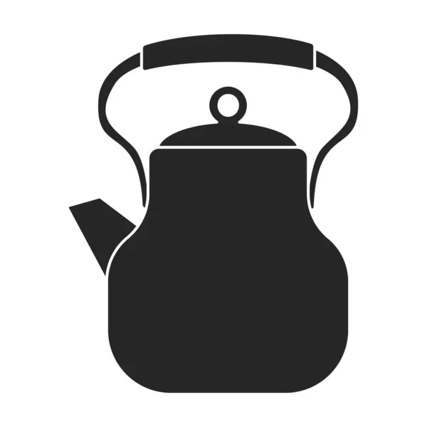 Kettle vector black icon. Vector illustration teapot on white background. Isolated black illustration icon of kettle . — Stock Vector