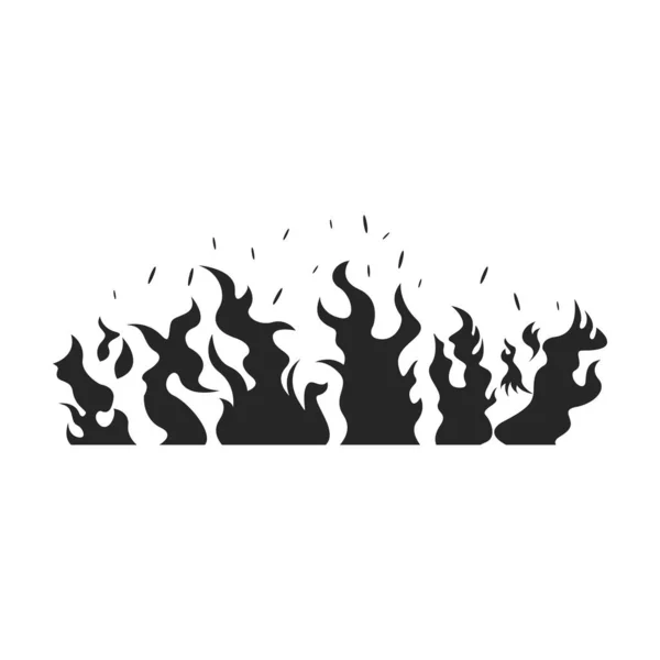 Εικόνα διανύσματος φλόγας.Μαύρο διανυσματικό εικονίδιο που απομονώνεται σε λευκή φλόγα υποβάθρου. — Διανυσματικό Αρχείο