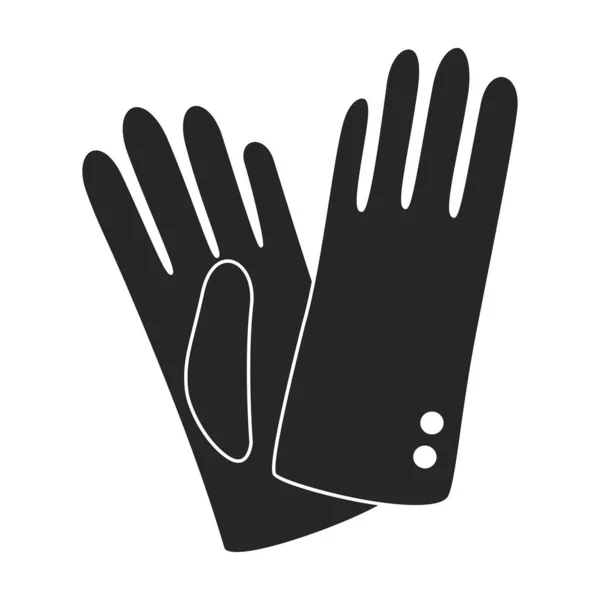 Sarung tangan vektor ikon hitam. Aksesoris Vektor Ilustrasi untuk tangan pada latar belakang putih. Ikon ilustrasi hitam yang terisolasi dari sarung tangan. - Stok Vektor