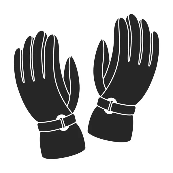 Черный вектор перчатки. Векторный иллюстрационный аксессуар для рук на белом фоне. Изолированная чёрная иллюстрация перчаточной руки. — стоковый вектор