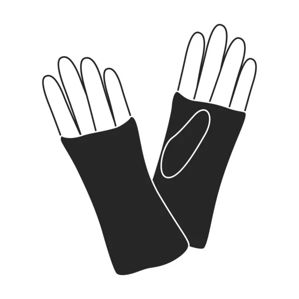 Guante vector icono negro. Accesorio de ilustración vectorial para mano sobre fondo blanco. Icono de ilustración en negro aislado de la mano del guante. — Archivo Imágenes Vectoriales