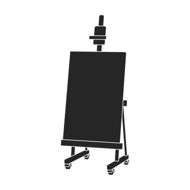 Easel vektör siyah simgesi. Beyaz arkaplanda vektör illüstrasyon sehpası. Tablonun izole edilmiş siyah çizim simgesi ayakta .