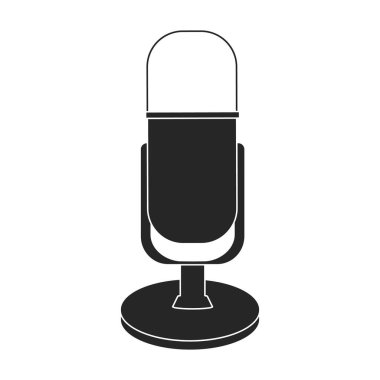 Mikrofon ikonu. Siyah vektör simgesi beyaz arkaplan mikrofonunda izole edildi.