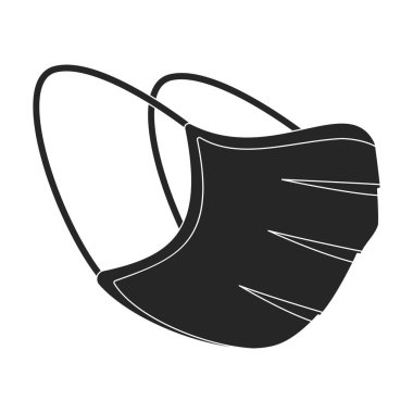 Maskeli tıbbi vektör siyah simgesi. Beyaz arka plandaki doktorun vektör illüstrasyon koruma yüzü. Maske tıbbının izole edilmiş siyah illüstrasyon simgesi .