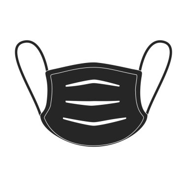 Maskeli tıbbi vektör siyah simgesi. Beyaz arka plandaki doktorun vektör illüstrasyon koruma yüzü. Maske tıbbının izole edilmiş siyah illüstrasyon simgesi .