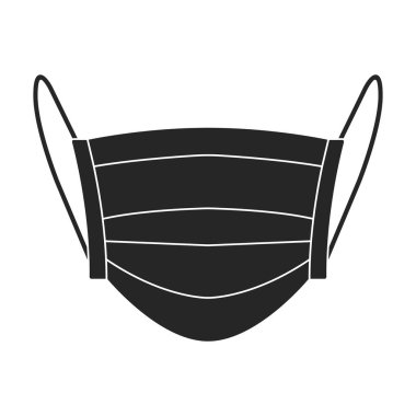 Maskeli tıbbi vektör siyah simgesi. Beyaz arka plandaki doktorun vektör illüstrasyon koruma yüzü. Maske tıbbının izole edilmiş siyah illüstrasyon simgesi .