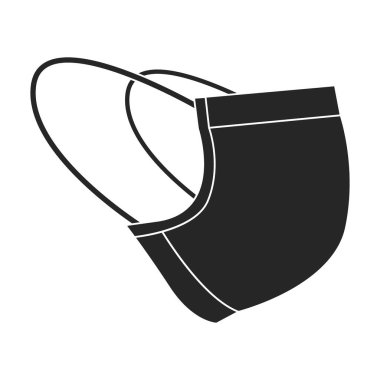 Maskeli tıbbi vektör siyah simgesi. Beyaz arka plandaki doktorun vektör illüstrasyon koruma yüzü. Maske tıbbının izole edilmiş siyah illüstrasyon simgesi .