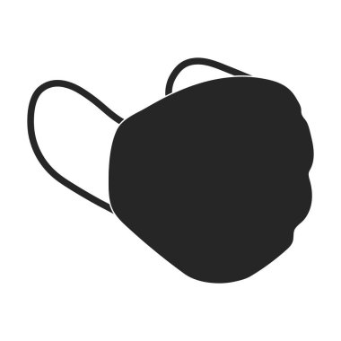 Maskeli tıbbi vektör siyah simgesi. Beyaz arka plandaki doktorun vektör illüstrasyon koruma yüzü. Maske tıbbının izole edilmiş siyah illüstrasyon simgesi .