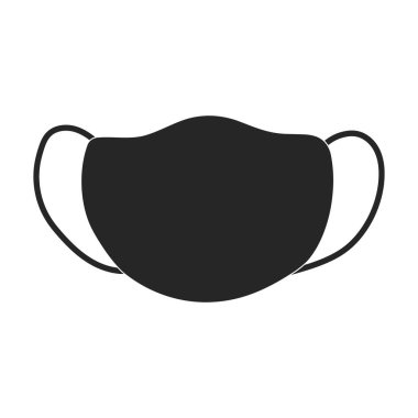 Maskeli tıbbi vektör siyah simgesi. Beyaz arka plandaki doktorun vektör illüstrasyon koruma yüzü. Maske tıbbının izole edilmiş siyah illüstrasyon simgesi .