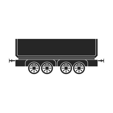 Vagon vektörü siyah ikonlu lokomotif. Vektör illüstrasyon tren yolu. Beyaz arka planda. Lokomotif ve vagonun izole edilmiş siyah illüstrasyon simgesi .