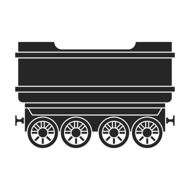 Vagon vektörü siyah ikonlu lokomotif. Vektör illüstrasyon tren yolu. Beyaz arka planda. Lokomotif ve vagonun izole edilmiş siyah illüstrasyon simgesi .