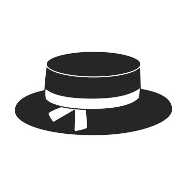 Yazlık şapka vektör siyah simgesi. Beyaz arka planda vektör illüstrasyon güneş şapkası. Yaz şapkasının izole siyah illüstrasyon simgesi .