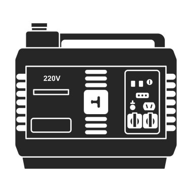 Jeneratör vektör simgesi. Siyah vektör simgesi beyaz arkaplan jeneratöründe izole edildi.