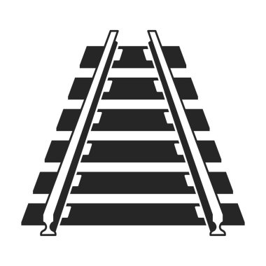 Demiryolu vektör simgesi. Siyah vektör simgesi beyaz zemin demiryolunda izole edildi.