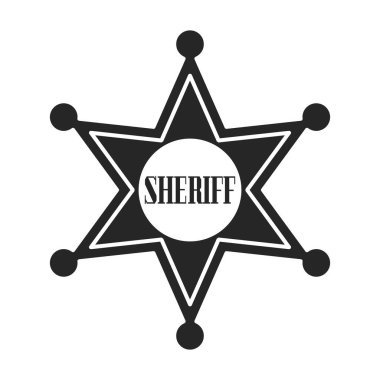 Yıldız şerif vektör simgesi. Siyah vektör simgesi beyaz arkaplan şerifinde izole edildi.