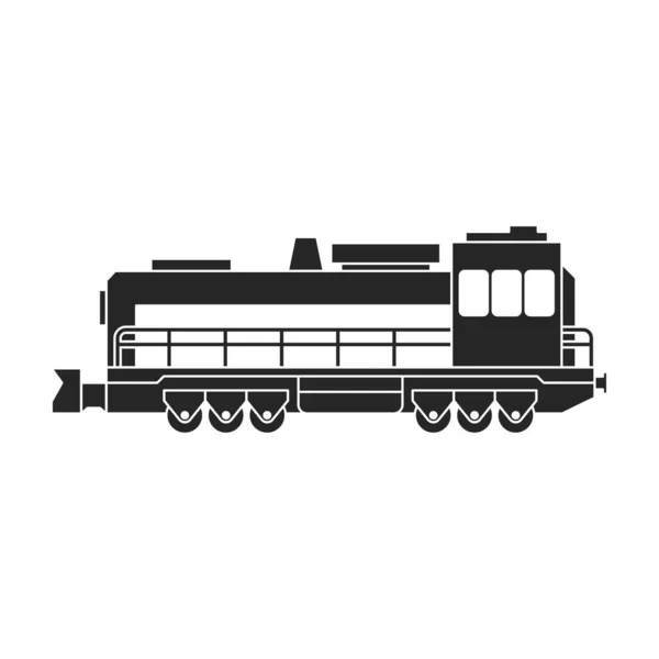 Локомотив с векторным черным значком. Векторная иллюстрация железнодорожного поезда. на белом фоне. Изолированная чёрная иллюстрация локомотива и вагона . — стоковый вектор
