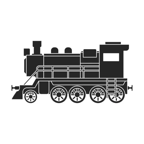 ワゴンベクトル黒のアイコンを持つ機関車。ベクトルイラスト鉄道列車。白を背景に。機関車やワゴンの隔離された黒いイラストのアイコン . — ストックベクタ