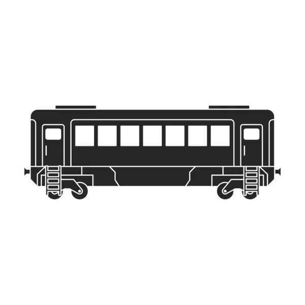 Vagon vektörü siyah ikonlu lokomotif. Vektör illüstrasyon tren yolu. Beyaz arka planda. Lokomotif ve vagonun izole edilmiş siyah illüstrasyon simgesi . — Stok Vektör